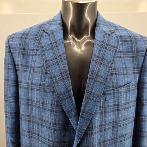 Patrick James Sportcoat 46 R Loro Piana Summertime Plaid Linen Silk Blend Italy - Picture 3 of 13